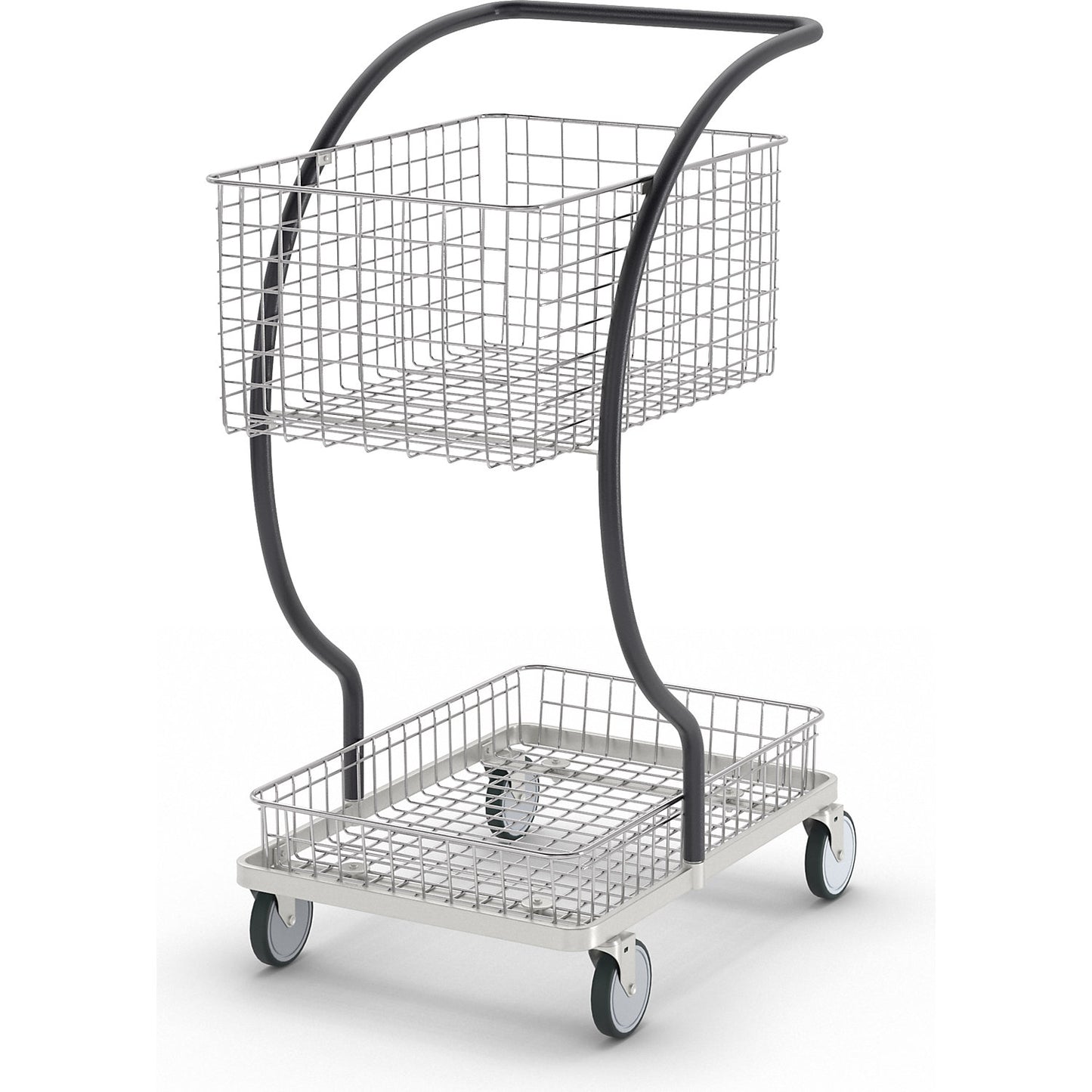 C-LINE shopping and table trolley, with 2 chrome plated wire baskets, shelf height 160, 580 mm.