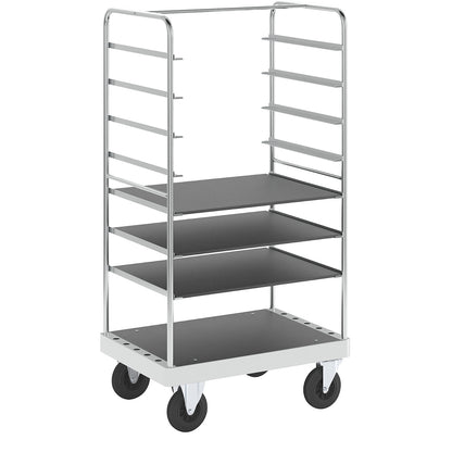 Multi-shelf truck, zinc plated, LxWxH 1000 x 700 x 1900 mm, 3 shelves, 2 swivel castors and 2 fixed castors.