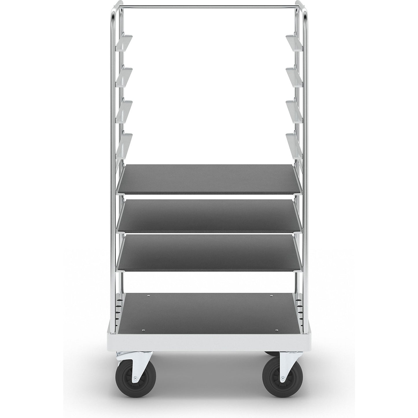 Multi-shelf truck, zinc plated, LxWxH 1000 x 700 x 1900 mm, 3 shelves, swivel castors with stops.
