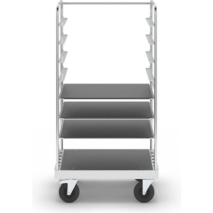 Multi-shelf truck, zinc plated, LxWxH 1000 x 700 x 1900 mm, 3 shelves, swivel castors with stops.