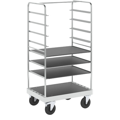 Multi-shelf truck, zinc plated, LxWxH 1000 x 700 x 1900 mm, 3 shelves, swivel castors with stops.