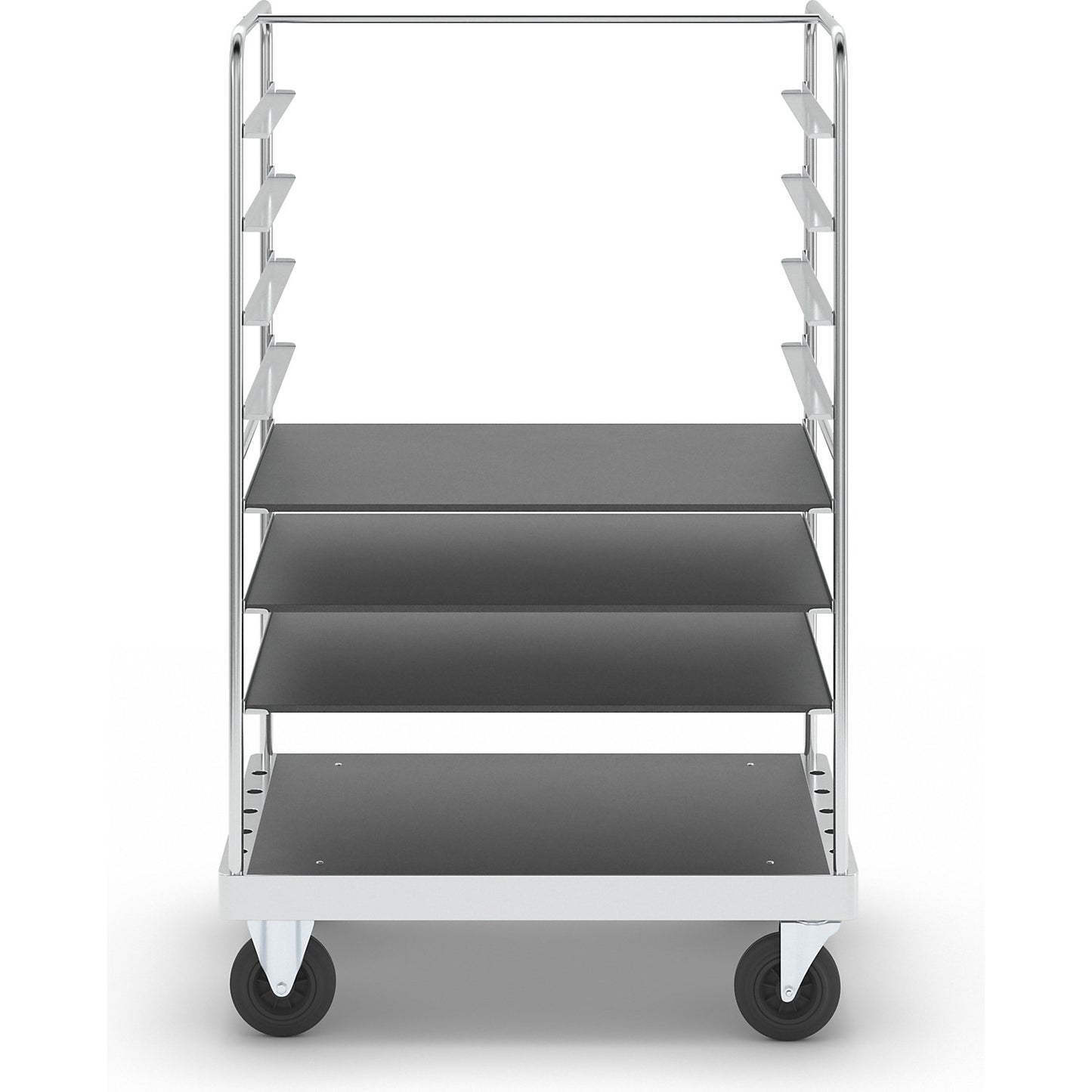 Multi-shelf truck, zinc plated, LxWxH 1200 x 800 x 1900 mm, 3 shelves, 2 swivel castors and 2 fixed castors.