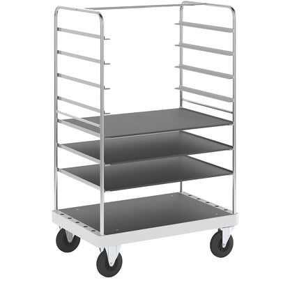Multi-shelf truck, zinc plated, LxWxH 1200 x 800 x 1900 mm, 3 shelves, 2 swivel castors and 2 fixed castors.