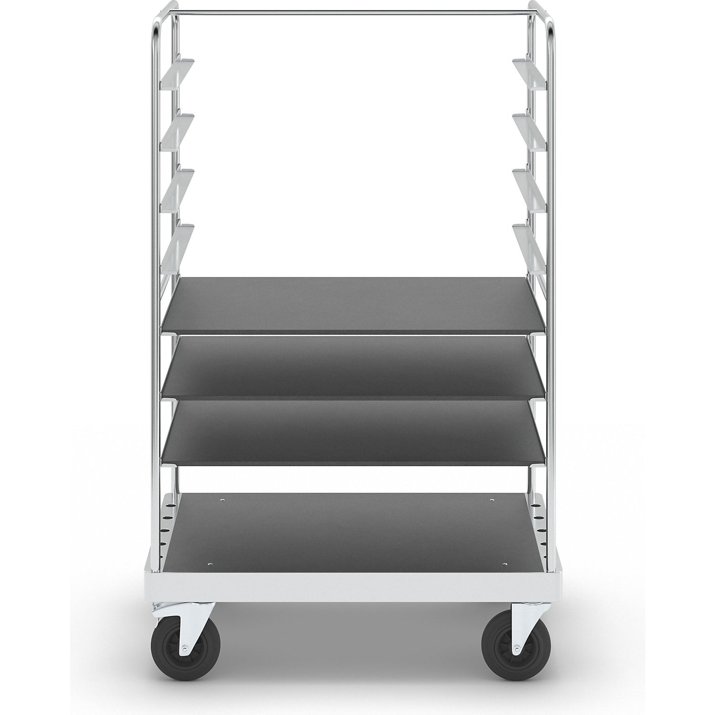 Multi-shelf truck, zinc plated, LxWxH 1200 x 800 x 1900 mm, 3 shelves, swivel castors with stops.