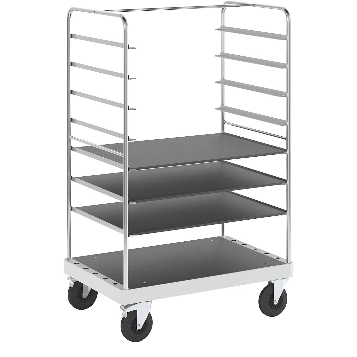 Multi-shelf truck, zinc plated, LxWxH 1200 x 800 x 1900 mm, 3 shelves, swivel castors with stops.