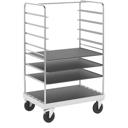 Multi-shelf truck, zinc plated, LxWxH 1200 x 800 x 1900 mm, 3 shelves, swivel castors with stops.