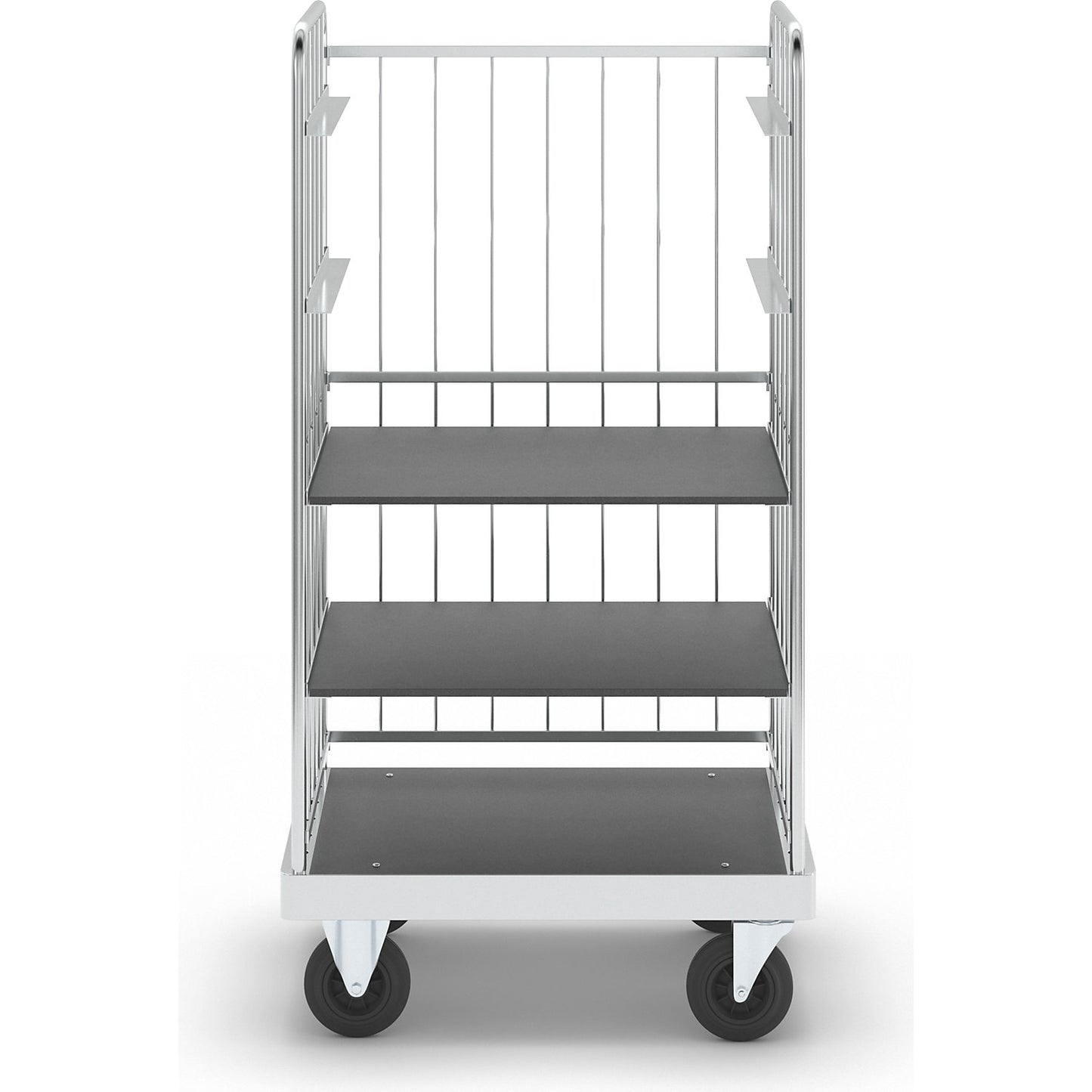 Multi-shelf truck, zinc plated, LxWxH 1000 x 700 x 1900 mm, 2 shelves, 2 swivel castors and 2 fixed castors.