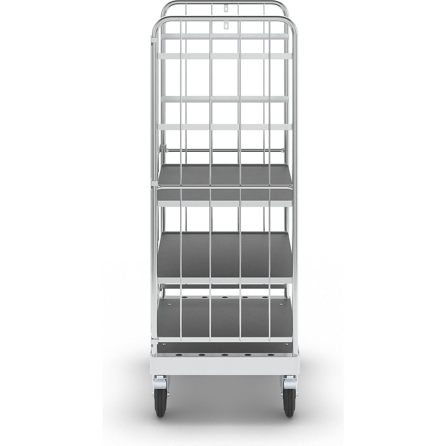 Multi-shelf truck, zinc plated, LxWxH 1000 x 700 x 1900 mm, 2 shelves, swivel castors with stops.