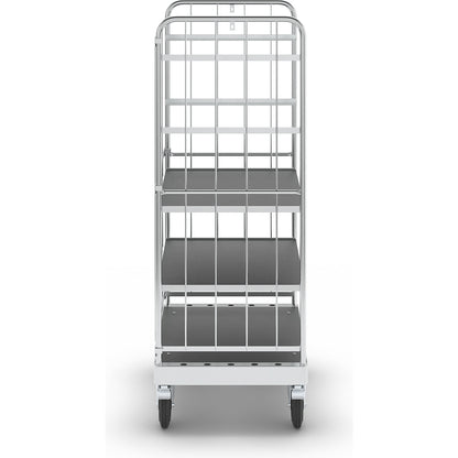 Multi-shelf truck, zinc plated, LxWxH 1000 x 700 x 1900 mm, 2 shelves, swivel castors with stops.