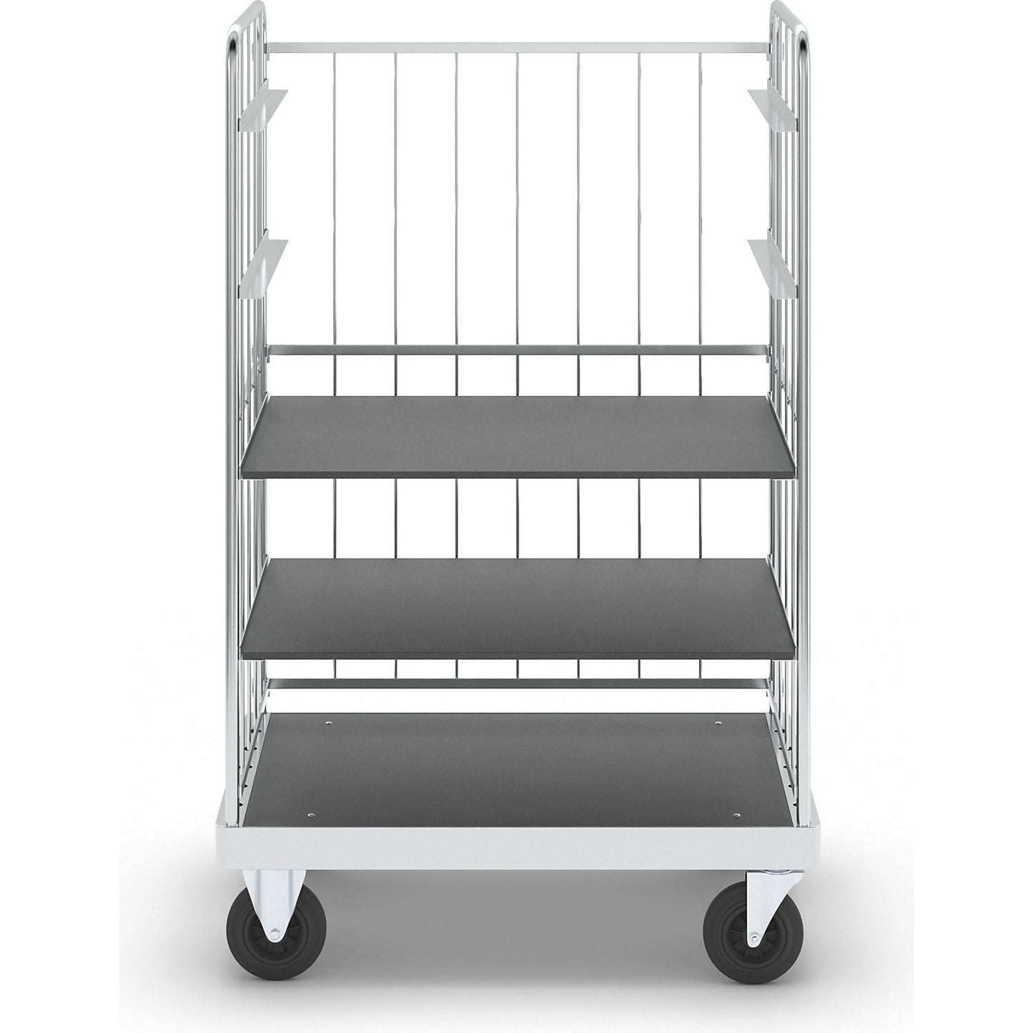 Multi-shelf truck, zinc plated, LxWxH 1200 x 800 x 1900 mm, 2 shelves, 2 swivel castors and 2 fixed castors.