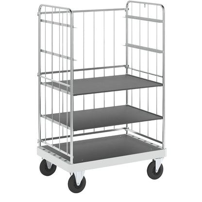 Multi-shelf truck, zinc plated, LxWxH 1200 x 800 x 1900 mm, 2 shelves, 2 swivel castors and 2 fixed castors.