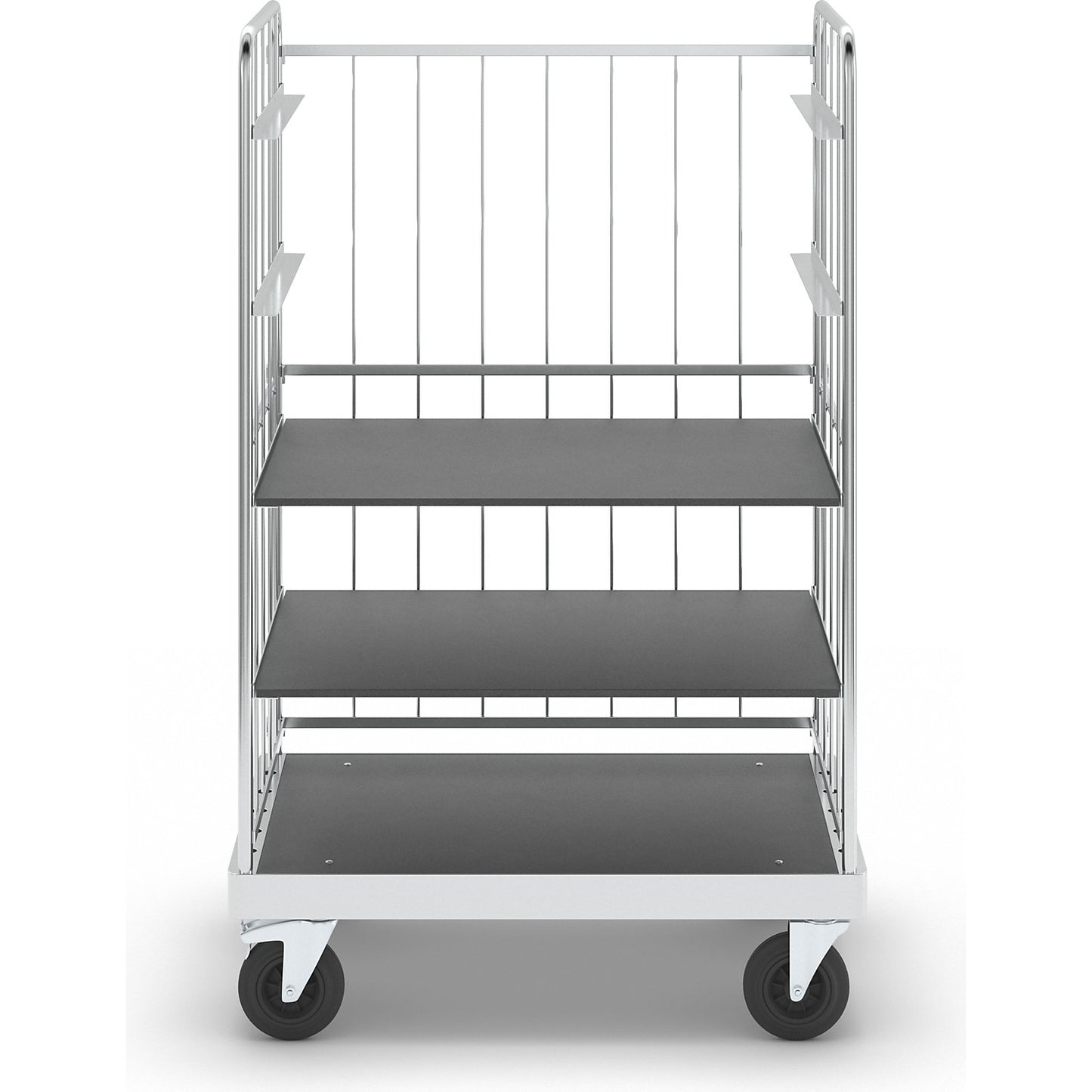 Multi-shelf truck, zinc plated, LxWxH 1200 x 800 x 1900 mm, 2 shelves, swivel castors with stops.