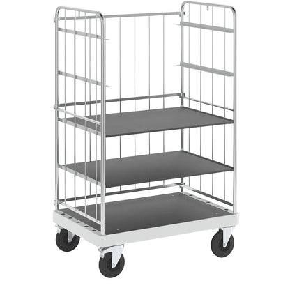 Multi-shelf truck, zinc plated, LxWxH 1200 x 800 x 1900 mm, 2 shelves, swivel castors with stops.