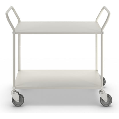 Lightweight shelf truck, height 940 mm, with 2 metal shelves, white, 4 swivel castors.
