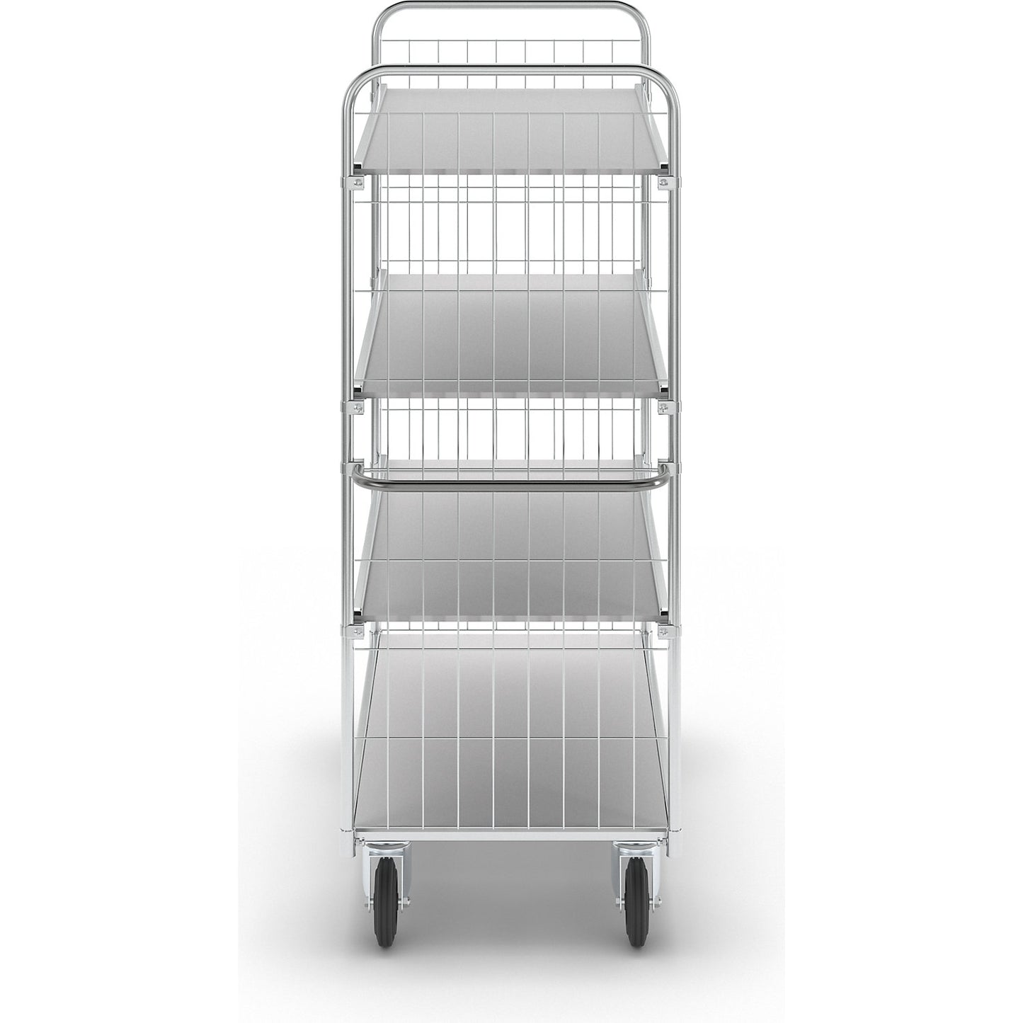 Flexible shelf truck, with 4 shelves, length 1390 mm.