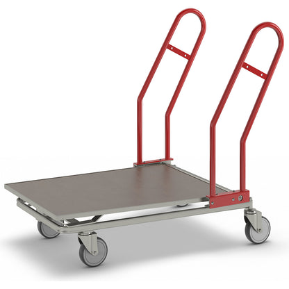 C+C platform trolley, max. load 200 kg, 2 push handles, with plywood shelf.