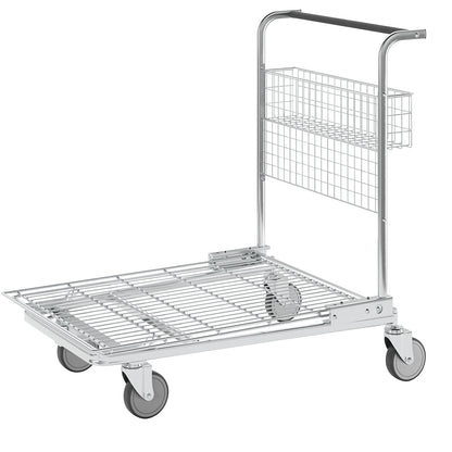C+C platform trolley, max. load 200 kg, with basket, with mesh shelf.
