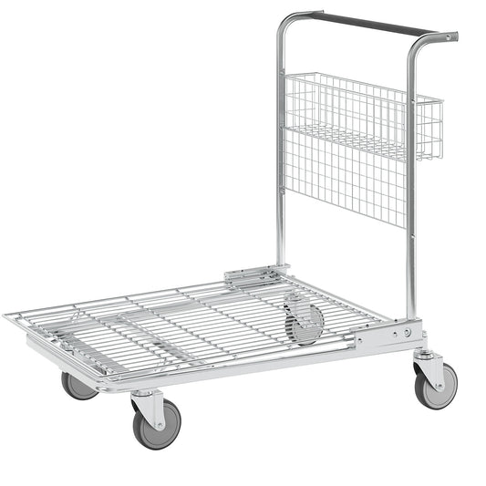 C+C platform trolley, max. load 200 kg, with basket, with mesh shelf.