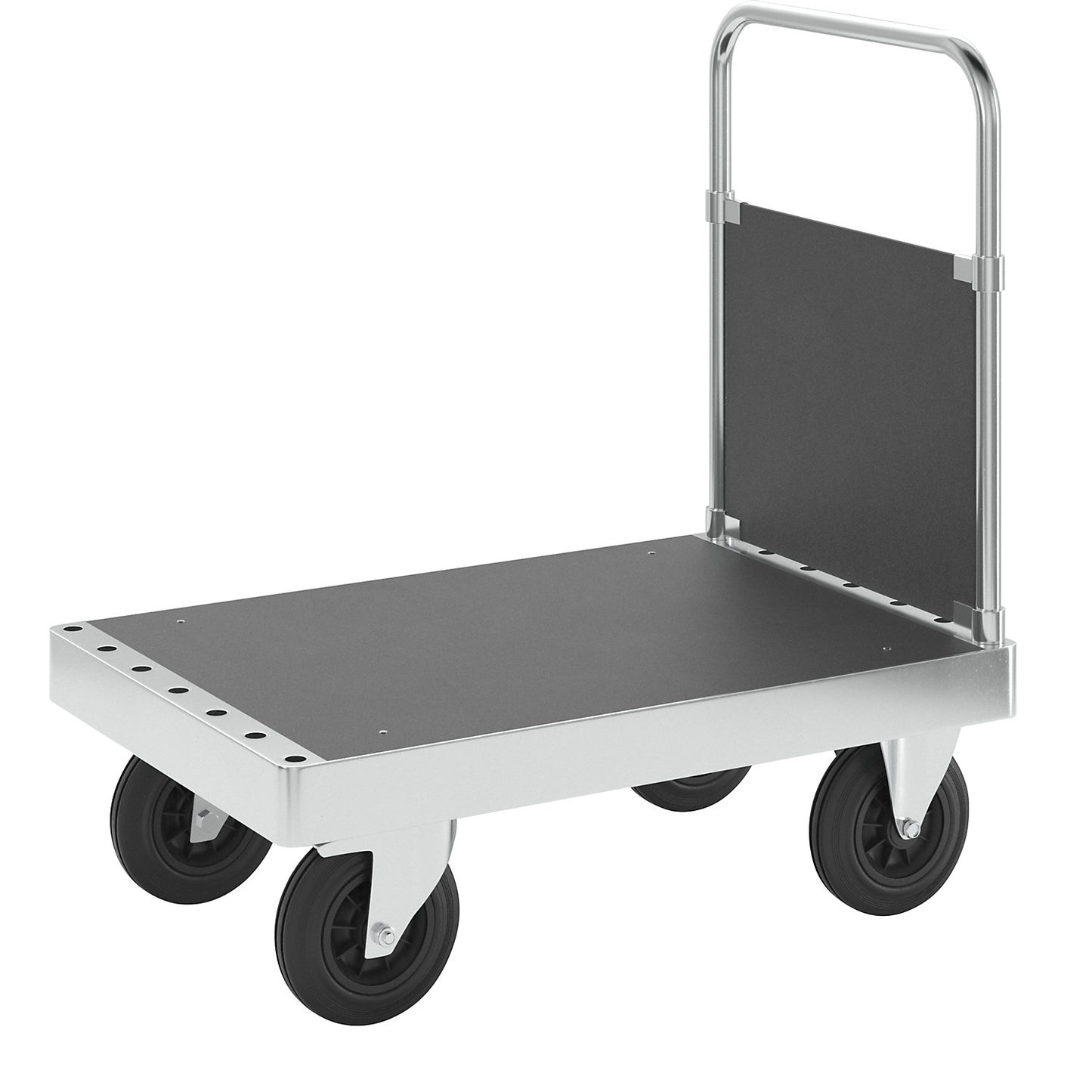 JUMBO zinc plated platform truck, with 1 end panel, length 900 mm, with stop.