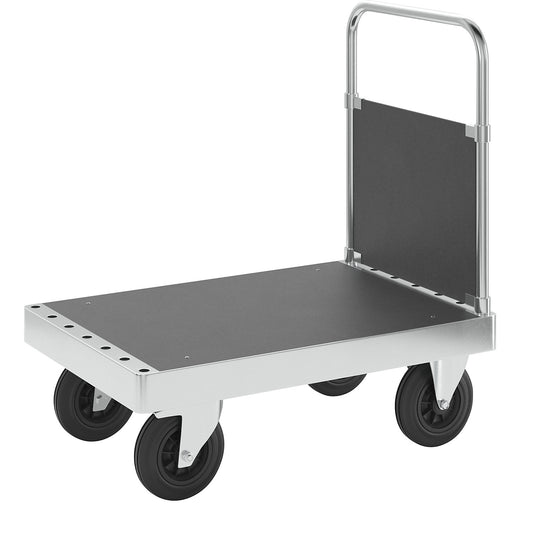 JUMBO zinc plated platform truck, with 1 end panel, length 900 mm, with stop.
