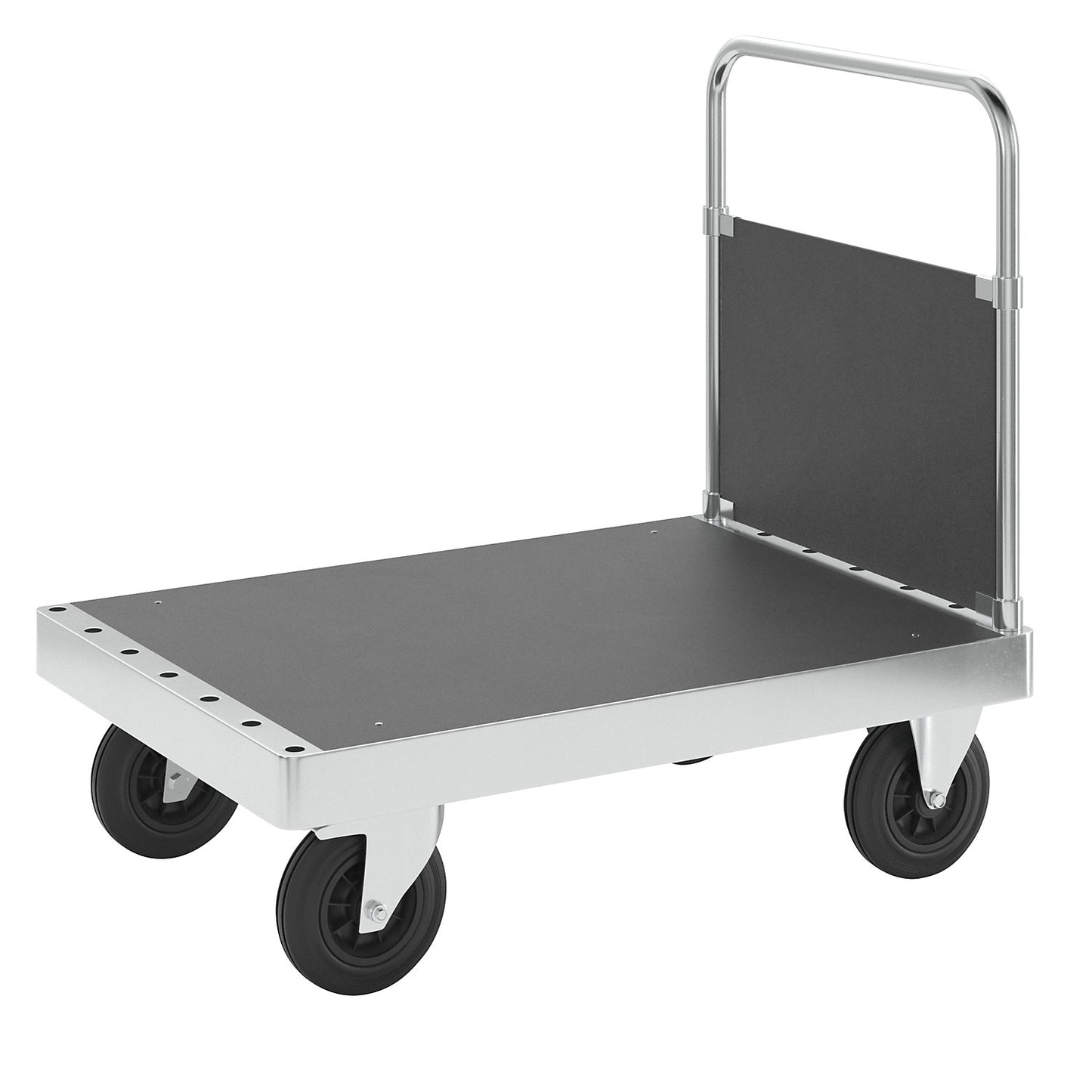 JUMBO zinc plated platform truck, with 1 end panel, length 1000 mm, with stop.