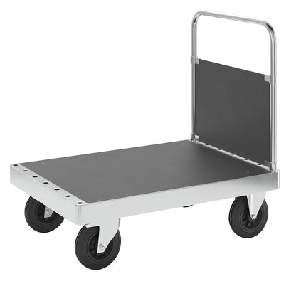 JUMBO zinc plated platform truck, with 1 end panel, length 1000 mm, with stop.