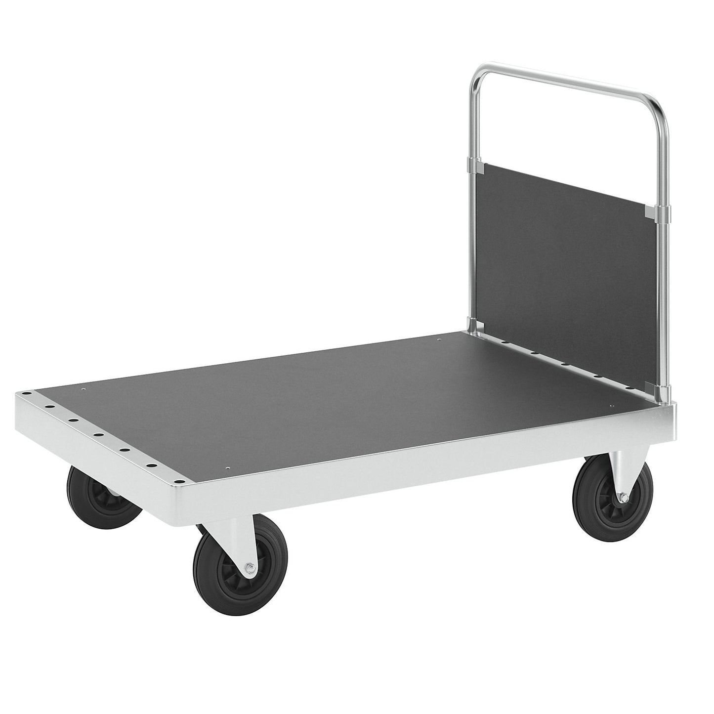 JUMBO zinc plated platform truck, with 1 end panel, length 1200 mm.