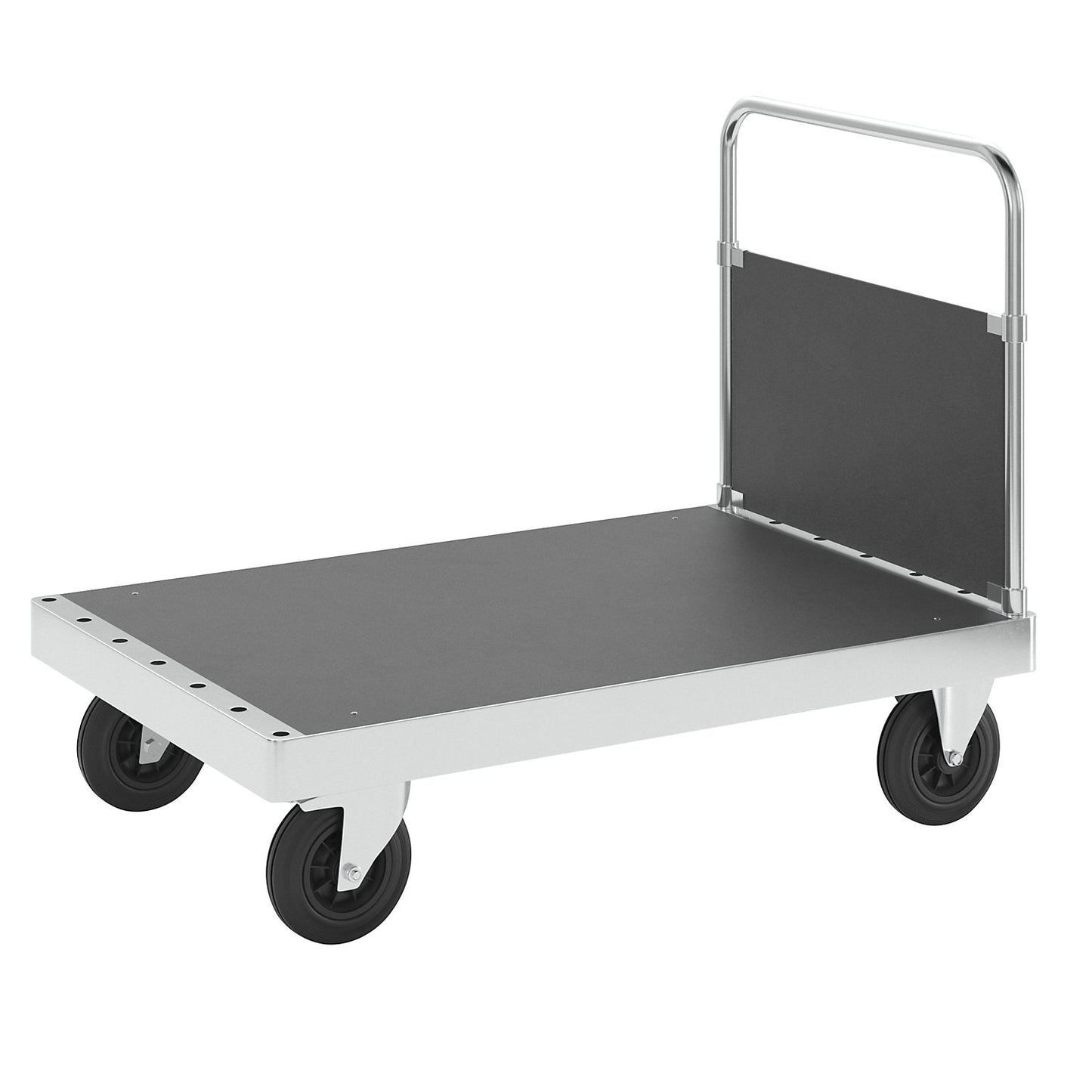 JUMBO zinc plated platform truck, with 1 end panel, length 1200 mm, with stop.