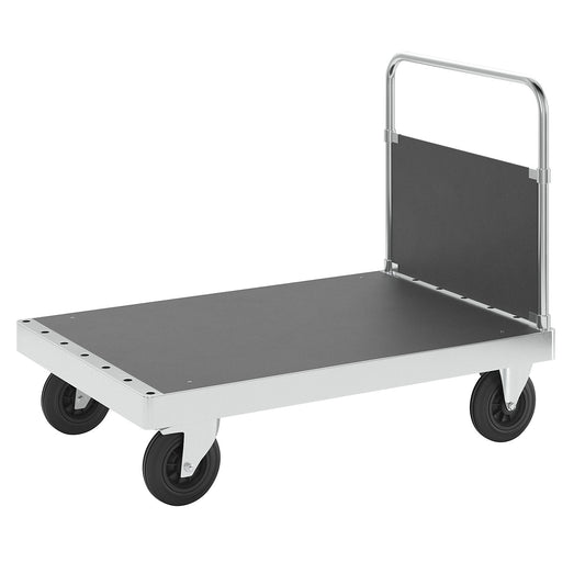 JUMBO zinc plated platform truck, with 1 end panel, length 1200 mm, with stop.