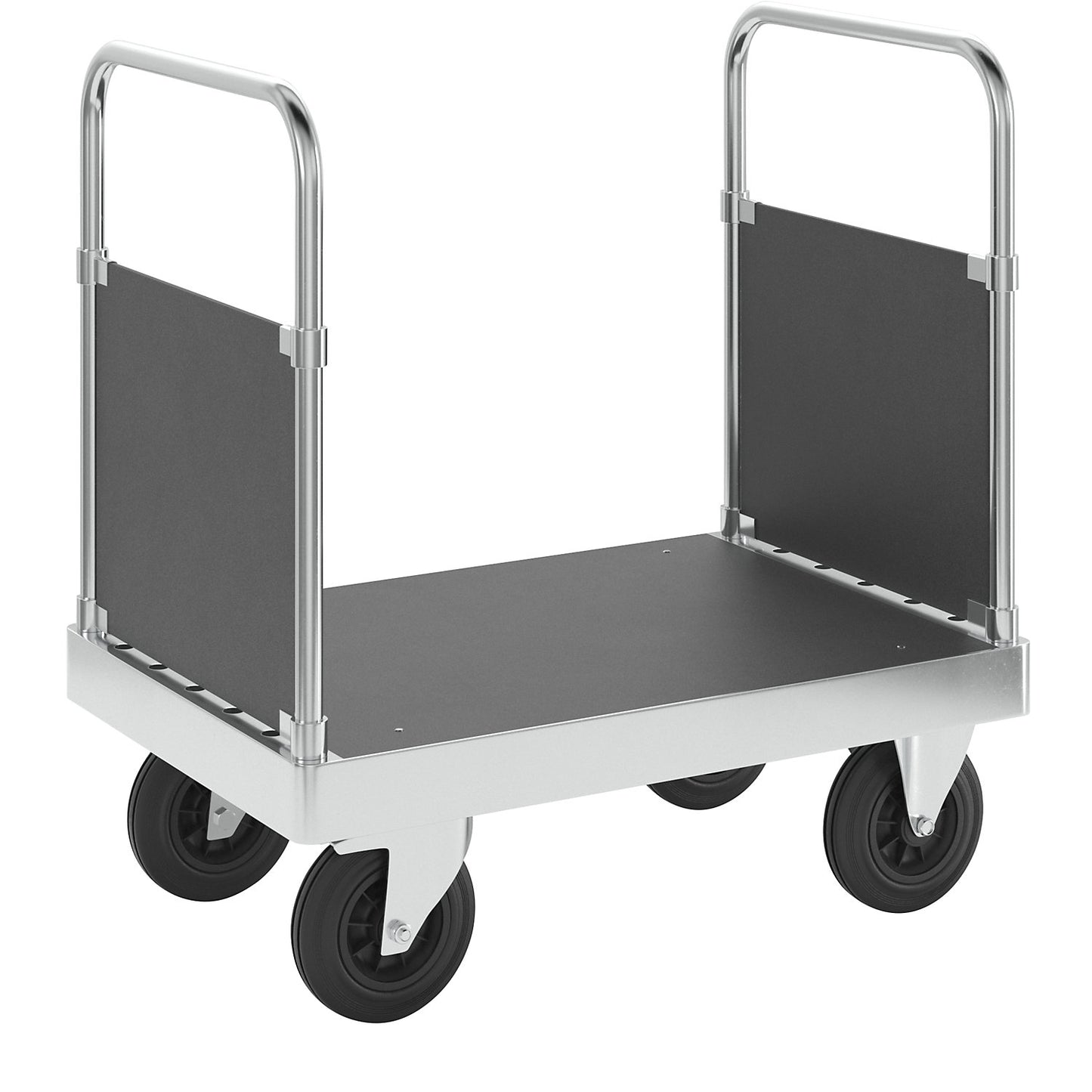 JUMBO zinc plated platform truck, with 2 end panels, length 900 mm, with stop.