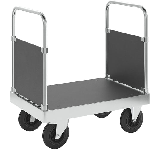 JUMBO zinc plated platform truck, with 2 end panels, length 900 mm, with stop.