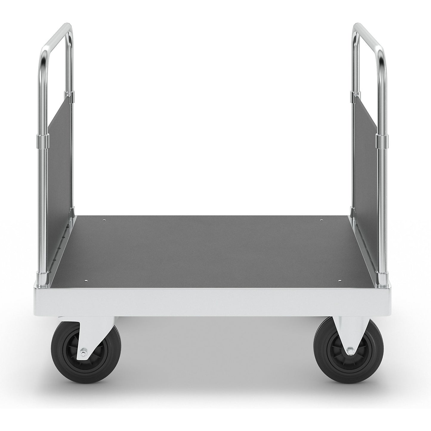 JUMBO zinc plated platform truck, with 2 end panels, length 1000 mm, with stop.
