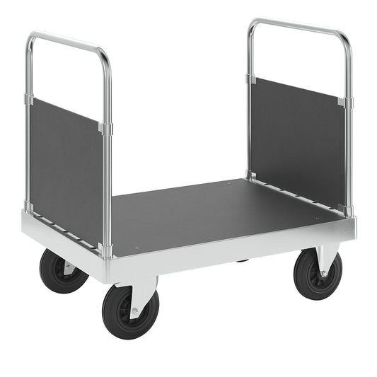 JUMBO zinc plated platform truck, with 2 end panels, length 1000 mm, with stop.