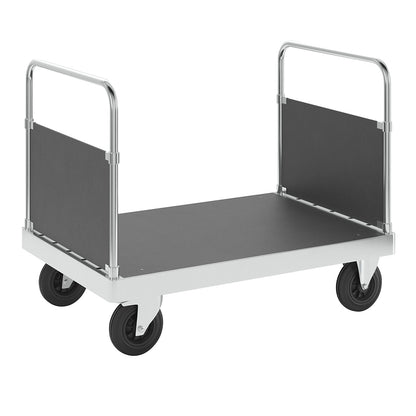 JUMBO zinc plated platform truck, with 2 end panels, length 1200 mm, with stop.