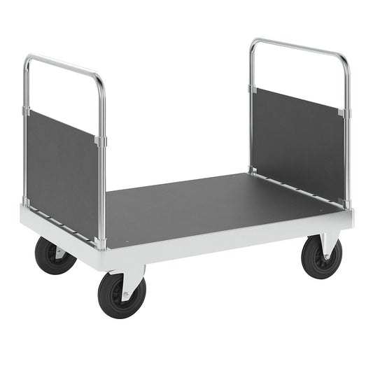 JUMBO zinc plated platform truck, with 2 end panels, length 1200 mm, with stop.