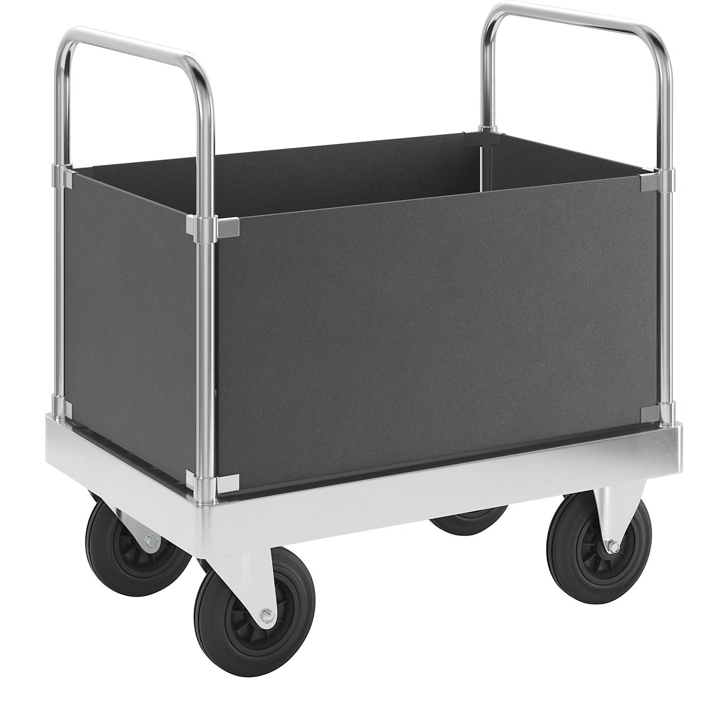JUMBO zinc plated platform truck, with 4 side panels, length 900 mm.