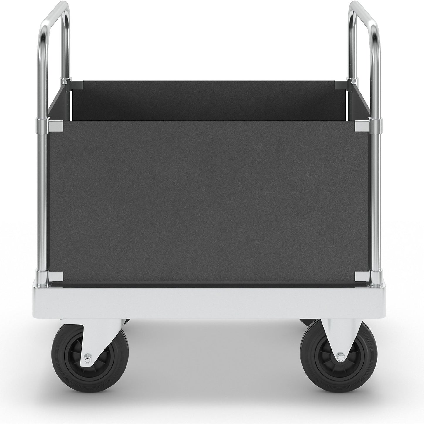 JUMBO zinc plated platform truck, with 4 side panels, length 900 mm, with stop.