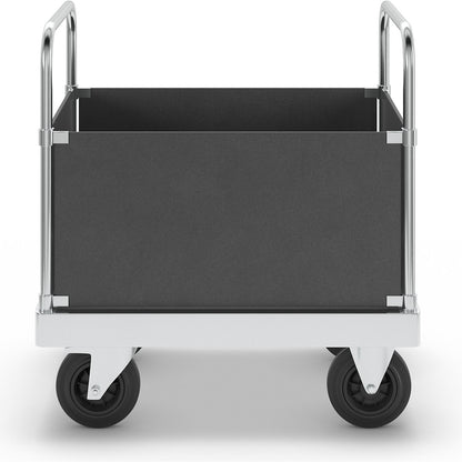 JUMBO zinc plated platform truck, with 4 side panels, length 900 mm, with stop.
