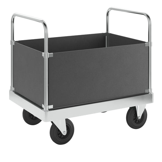 JUMBO zinc plated platform truck, with 4 side panels, length 1000 mm.