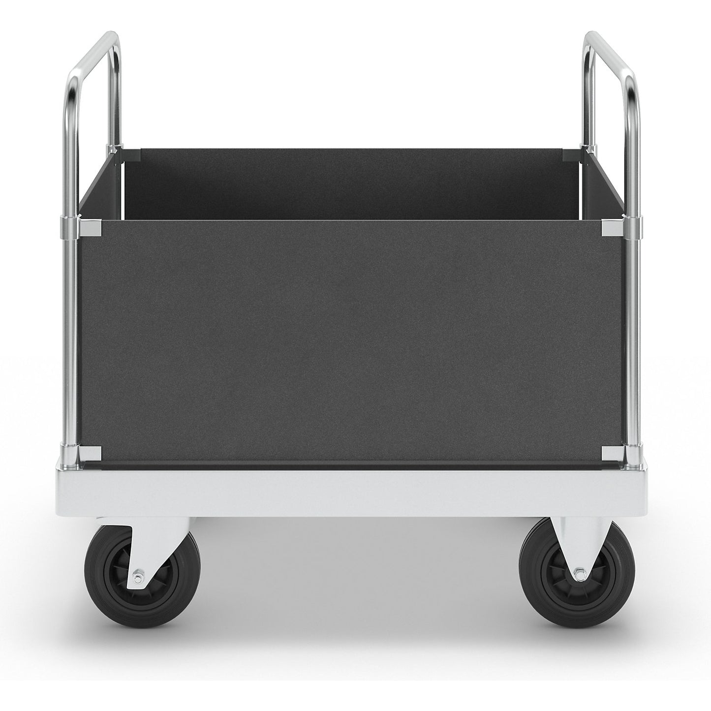 JUMBO zinc plated platform truck, with 4 side panels, length 1000 mm, with stop.