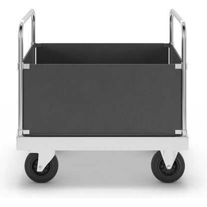 JUMBO zinc plated platform truck, with 4 side panels, length 1000 mm, with stop.