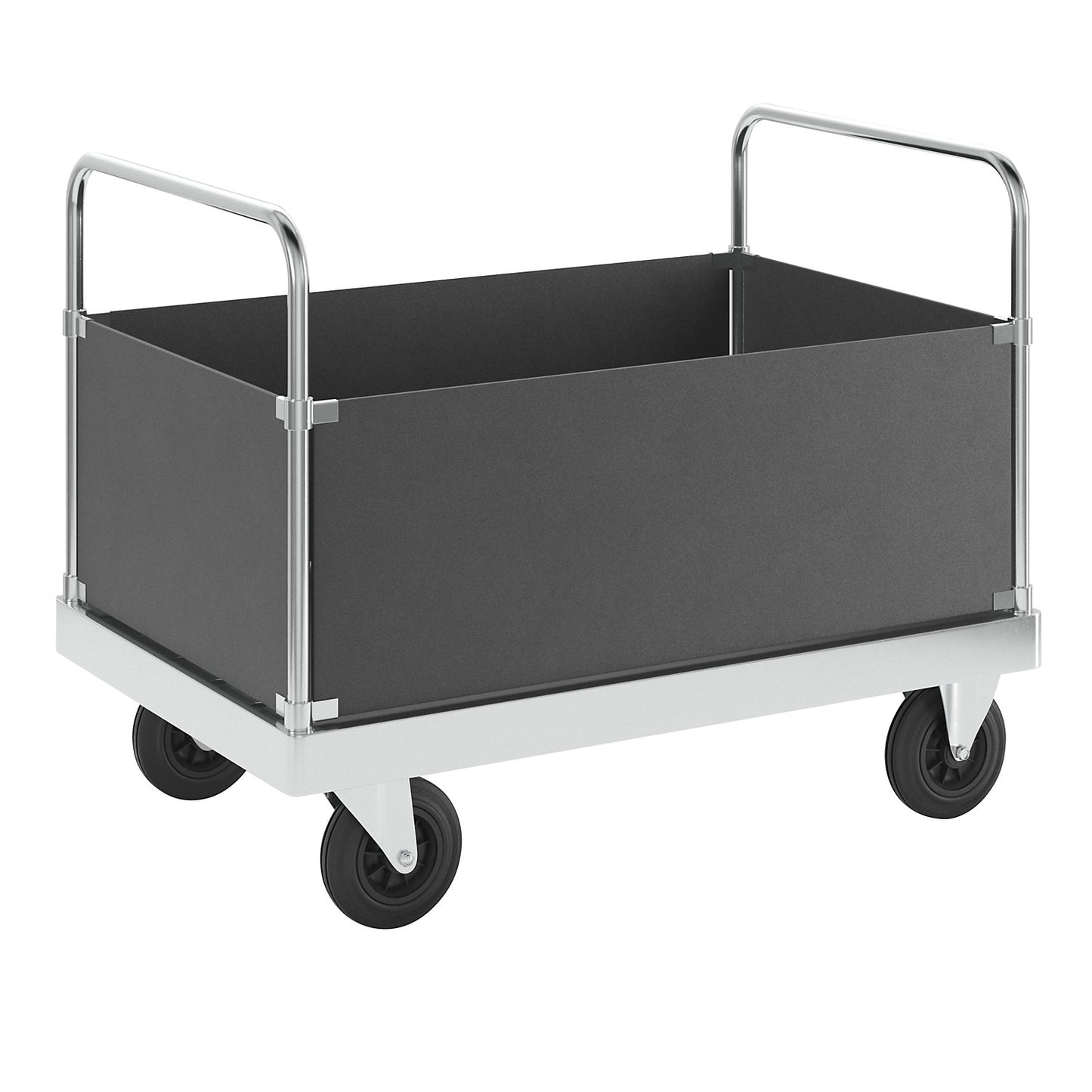 JUMBO zinc plated platform truck, with 4 side panels, length 1200 mm.