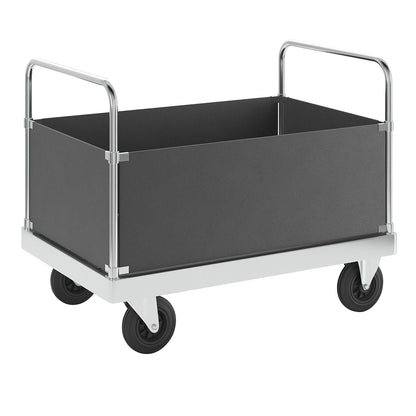 JUMBO zinc plated platform truck, with 4 side panels, length 1200 mm.