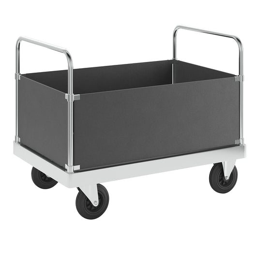 JUMBO zinc plated platform truck, with 4 side panels, length 1200 mm.