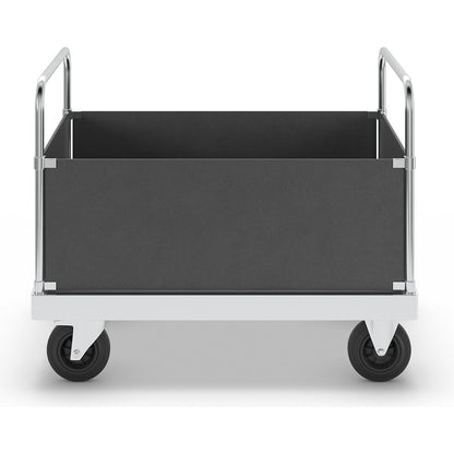 JUMBO zinc plated platform truck, with 4 side panels, length 1200 mm, with stop.