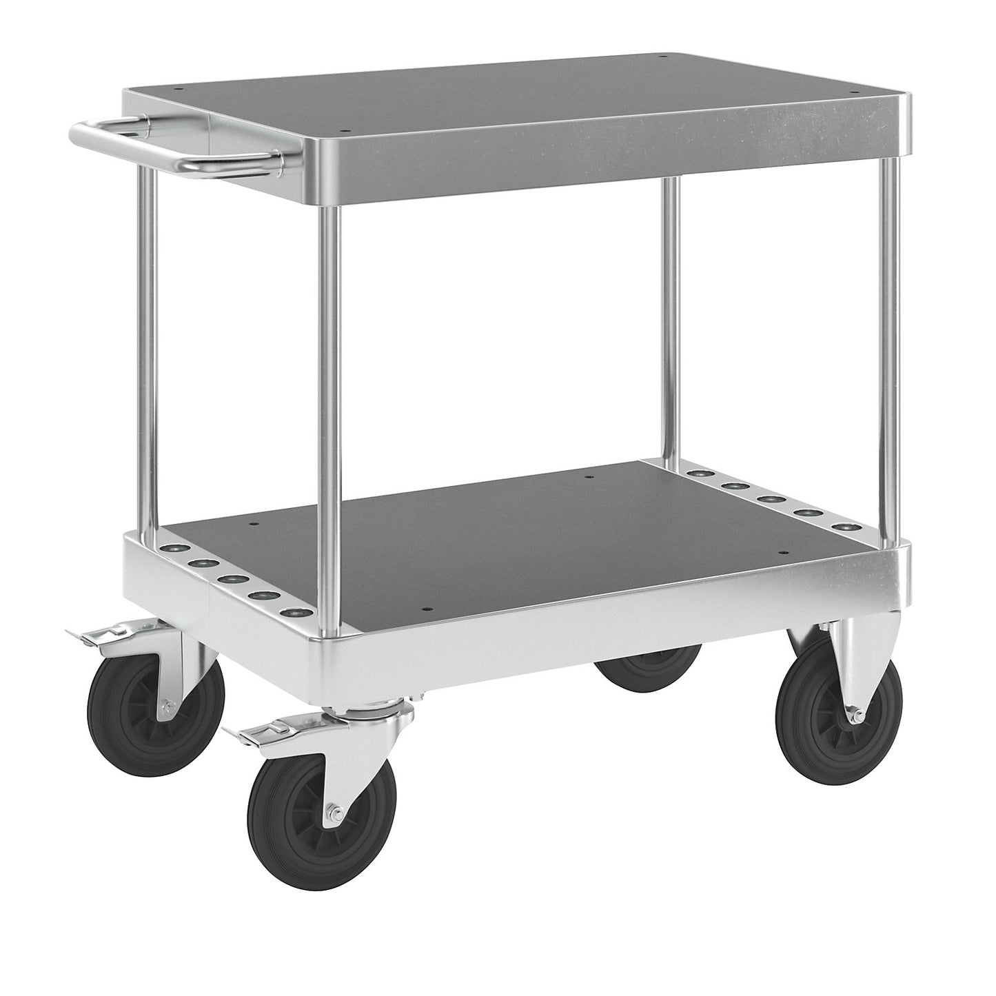 JUMBO zinc plated workshop trolley, LxWxH 1035 x 600 x 920 mm, with stops.