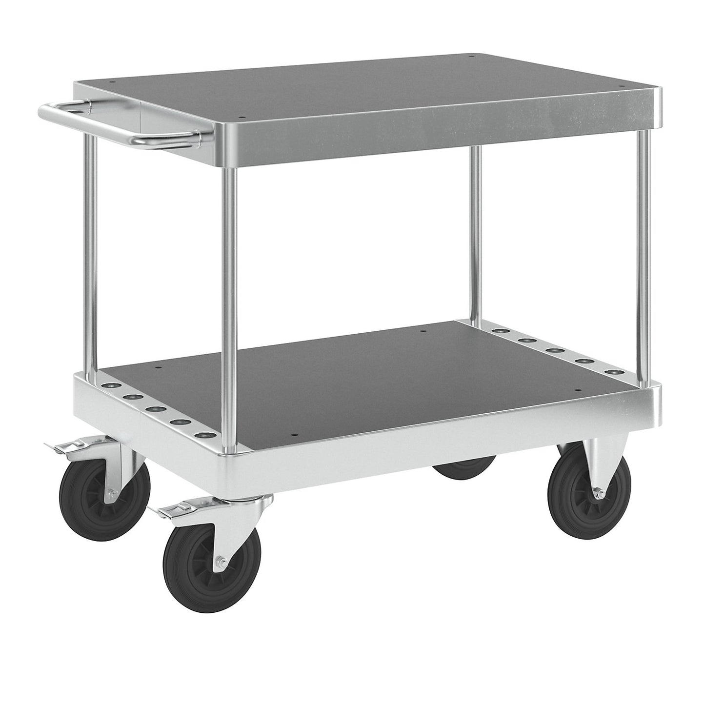 JUMBO zinc plated workshop trolley, LxWxH 1135 x 700 x 920 mm, with stops.