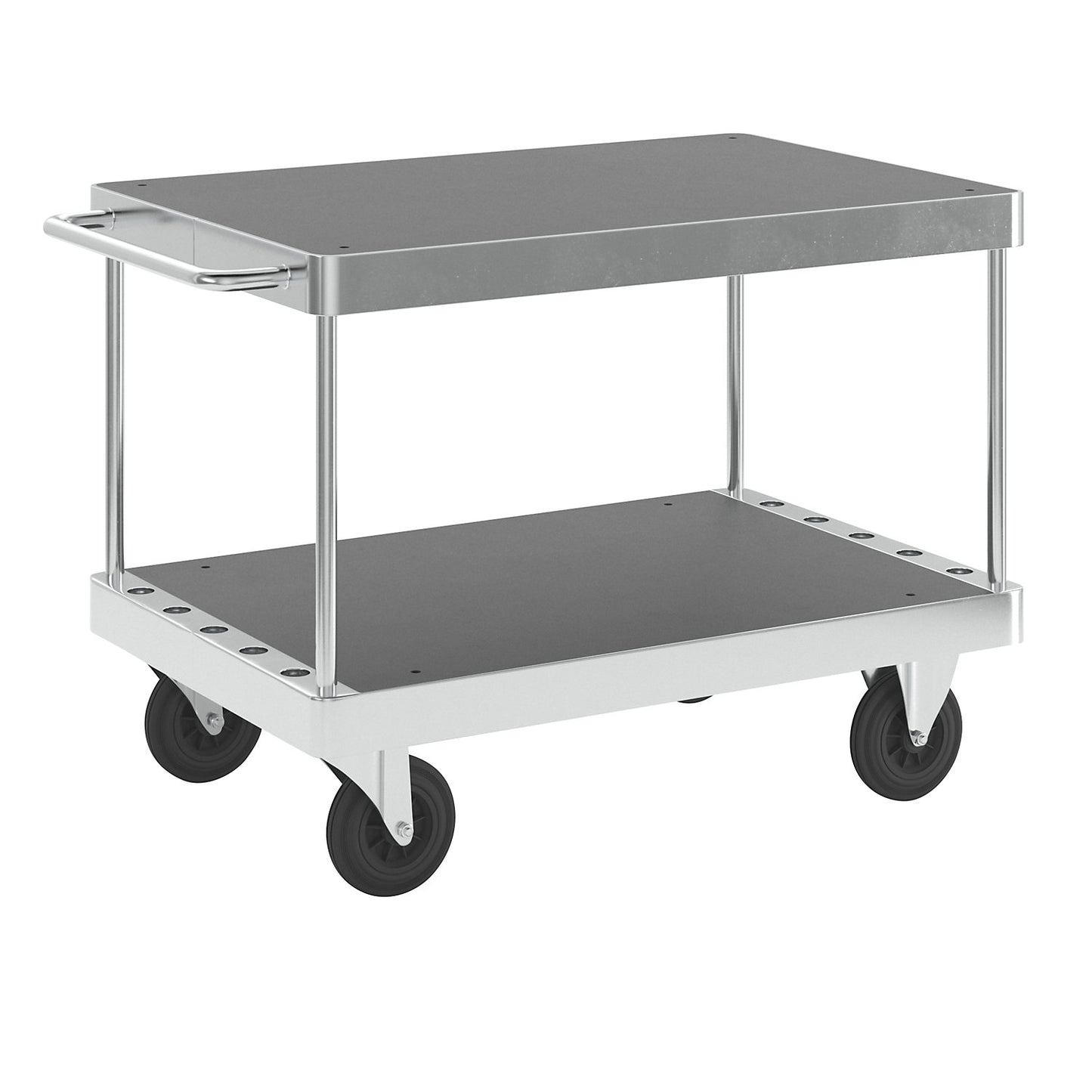 JUMBO zinc plated workshop trolley, LxWxH 1335 x 800 x 300 mm, without stops.