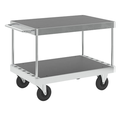 JUMBO zinc plated workshop trolley, LxWxH 1335 x 800 x 300 mm, without stops.