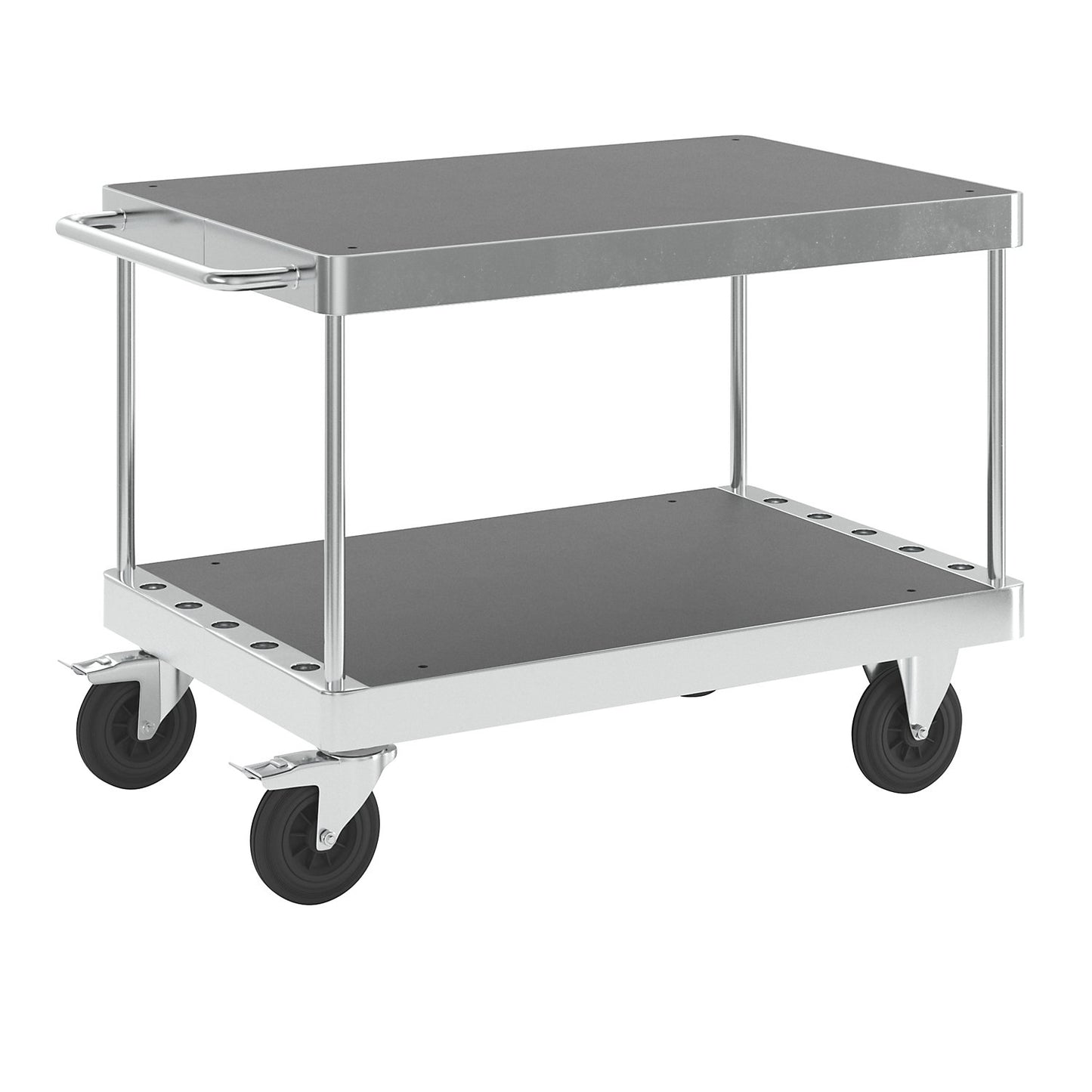 JUMBO zinc plated workshop trolley, LxWxH 1335 x 800 x 300 mm, with stops.